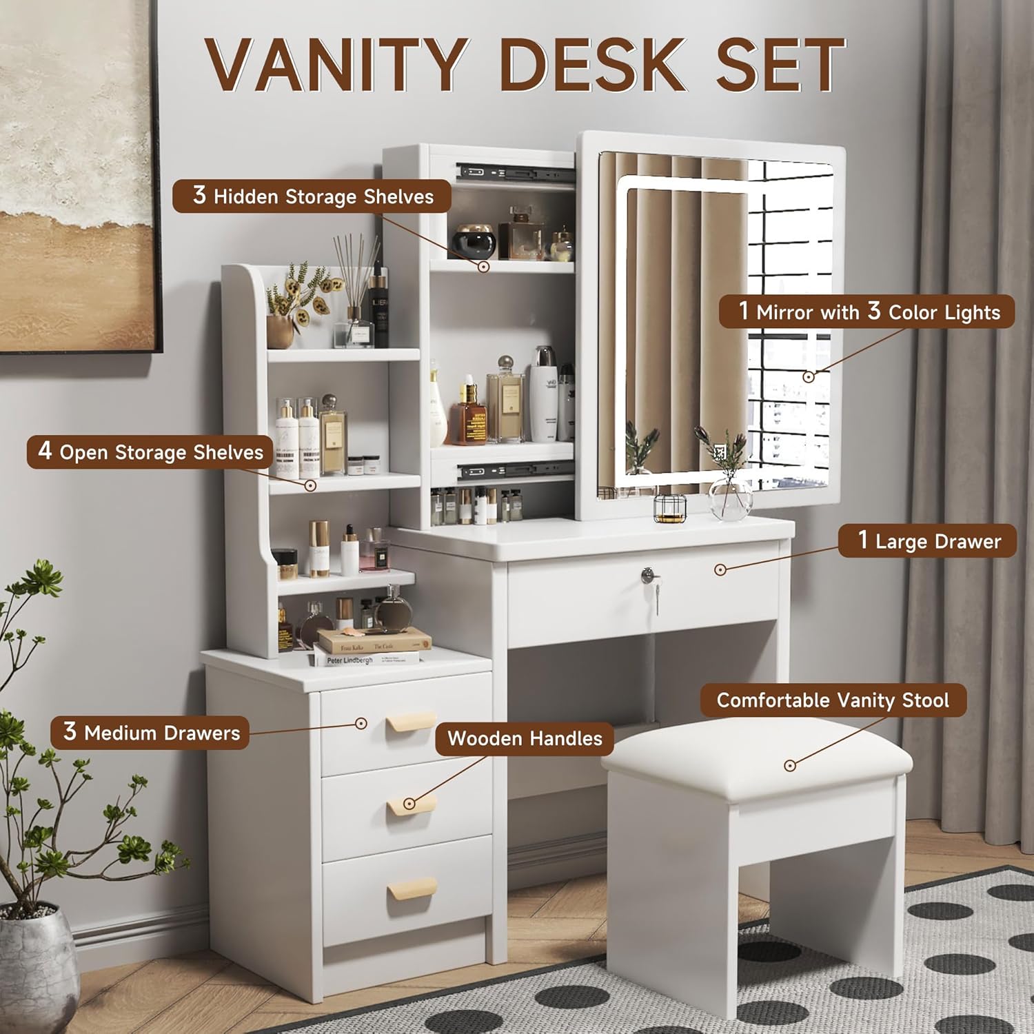 Glow Vanity Makeup Desk Set